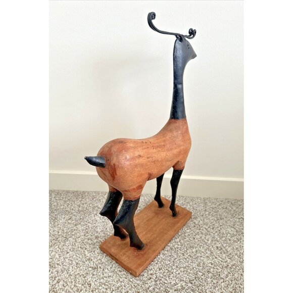 Vintage Reindeer Handmade Metal and Wood Primitive Art Sculpture 22" Home Decor - Picture 5 of 10